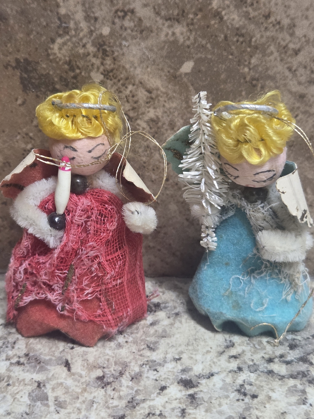 Vintage Christmas Ornaments ANGEL Paper Made In Japan Lot Of Two!